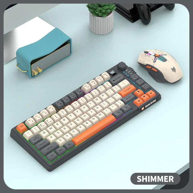 Premium Dual-Modes 2.4G+Bluetooth Keyboard Mouse Combo Rechargeable Keyboard With Display Screen & Knob For PC Computer Tablet