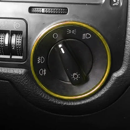 Metal Headlight Switch Trim Ring - Car Interior Switch Cover for Golf Passat Polo