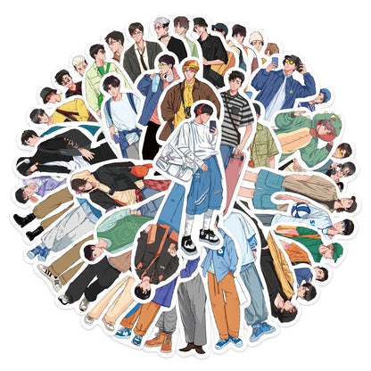 10/30/50pcs Ins Simple Fashion Hand-Painted Men Boy Stickers Laptop Phone Skateboard Notebook Cool Waterproof Sticker Kids Toy