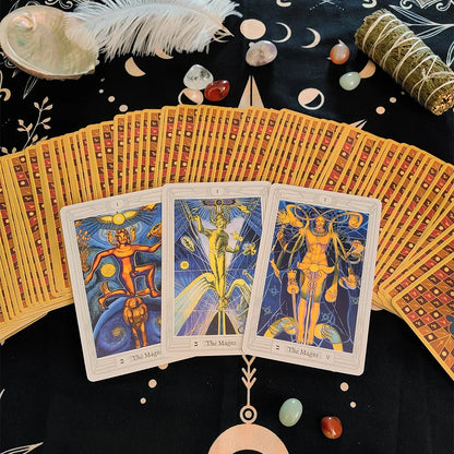 14.8x9.5cm Super Large Thoth Cards 3 Magicians Oracle Deck America Edition Tarot Board Games in Gift Box for Party or Collectors