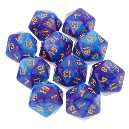 10-Pack Double-Color D20 Polyhedral Dice Set 20-Sided RPG Tabletop Gaming Dice 16 mm (0.63 in)