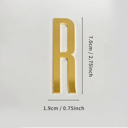 Golden Self Adhesive House Number Metal English Alphabet Letters for Apartment Room Door Plate Table Mailbox Number Stickers 7cm
