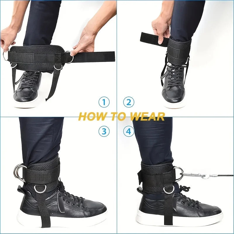 Padded Ankle Strap (1-Pack) - Double D-Ring Cable Machine Cuff for Leg Extensions, Curls & Glute Workouts