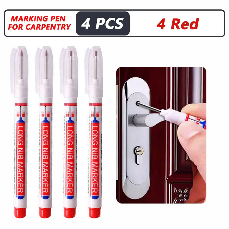 20mm Deep-Reach Long Nib Marker Pen for Wood & Metal — Waterproof Carpenter Marking Pen, 13.7cm (5.4in), Multi-Pack (1–40 pcs)