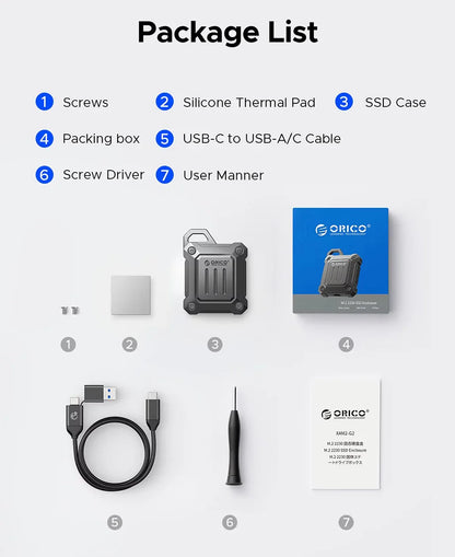 Portable M.2 2230 NVMe SSD Enclosure USB-C 10Gbps — USB 3.2 Gen 2