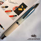 Push-Button Retractable Fountain Pen — Metal Body, Clip & Converter, EF/F Nib 0.5mm (0.02in) — Black/White