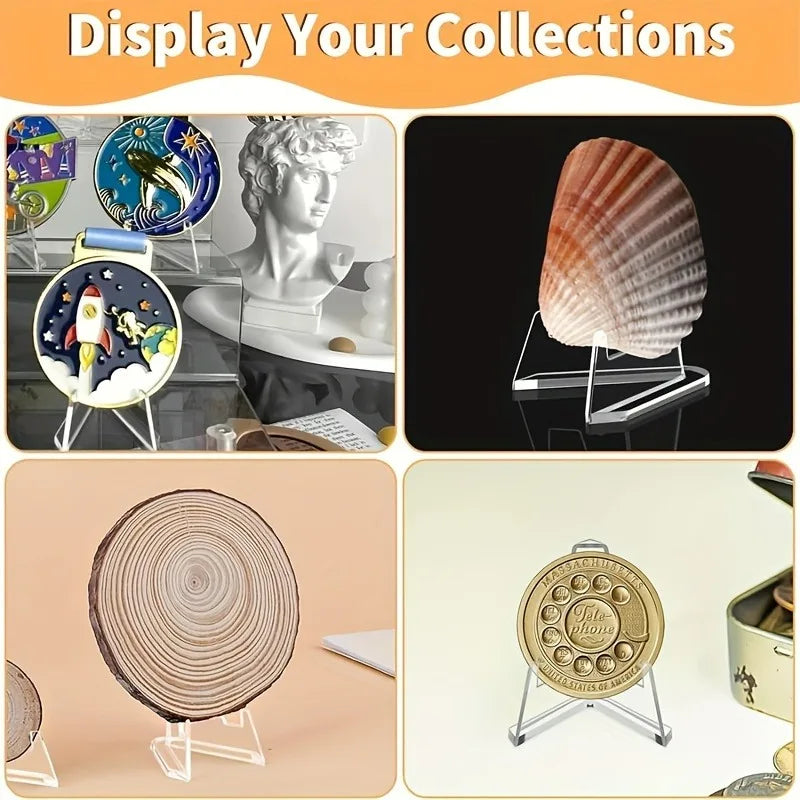 Acrylic Mini Display Stand – Clear Triangular Easel for Coins, Cards, Photos & Collectibles (Set of 10)