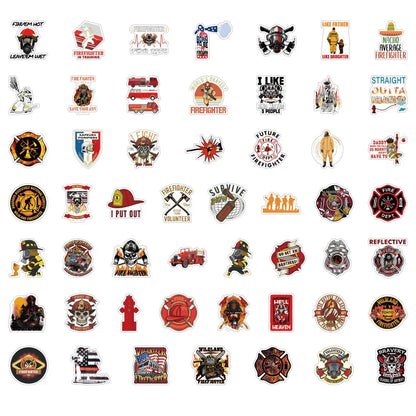10/30/50pcs Fire Hero Firefighter Stickers Skateboard Motorcycle Luggage Laptop Car Bike Guitar Cool Waterproof Sticker Decal