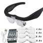 Head-Mounted LED Magnifying Glasses USB Rechargeable – 1.5x, 2.5x, 3.5x, 5.0x Interchangeable Lenses for Watch Repair & Reading