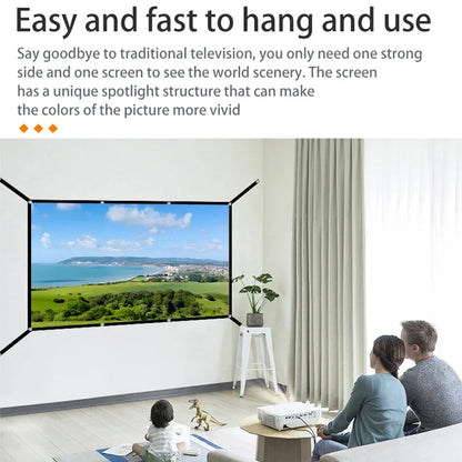 16: 9 portable foldable white soft screen, 60-150 inch high-definition wall mounted extended projection screen
