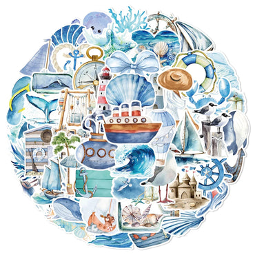 10/30/50pcs Cartoon Ocean Journey Graffiti Stickers Stationery DIY Notebook Laptop Suitcase Phone Decoration Sticker Kids Toys