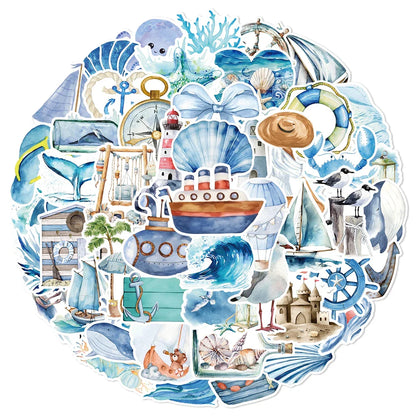 10/30/50pcs Cartoon Ocean Journey Graffiti Stickers Stationery DIY Notebook Laptop Suitcase Phone Decoration Sticker Kids Toys