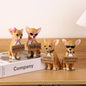 Chihuahua Dog Statue Figurine 10.5cm Hand-Painted Realistic Cute Resin Animal Sculpture Home Desk Shelf Decor Gift for Pet Lover