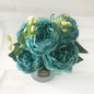 30cm Rose Pink Silk Peony Artificial Flowers Bouquet 5 Big Head and 4 Bud Cheap Fake Flowers for Home Wedding Decoration indoor