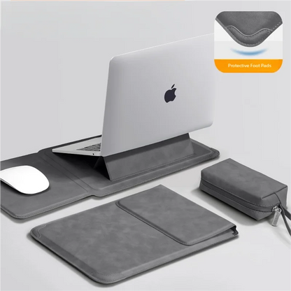 PU Laptop Sleeve with Built-in Stand 13–16 Inch — Slim Protective Case