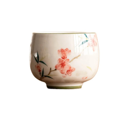 Hand-Painted Peach Blossom Celadon Tea Cup Set 100 ml (3.4 fl oz) Kung Fu Teacups