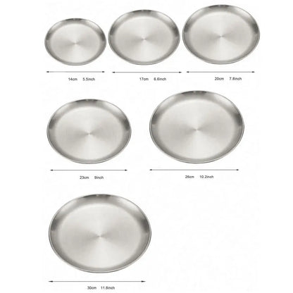 4pcs stainless steel silver plates, Korean style grilled meat plates, household circular trays, bone plates, cake plates