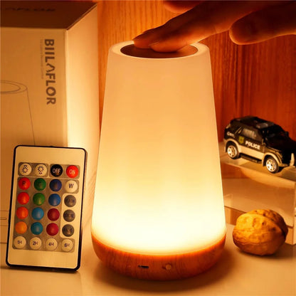13-Color RGB Touch Night Light - Remote Dimmable USB Rechargeable Bedside & Table Lamp