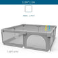 Light Gray Baby Playpen with Pull Ring - Play Yard & Ball Pit Safety Fence for Toddlers