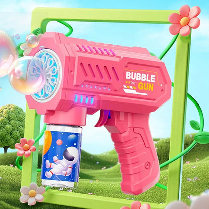 6-Hole Dinosaur Bubble Machine with Lights — Automatic Electric Bubble Gun & Soap Blower for Kids