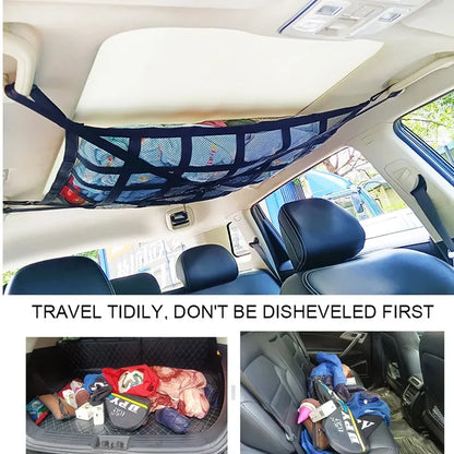 Car Roof Storage Bag Breathable Mesh Ceiling Cargo Net Interior Organizer