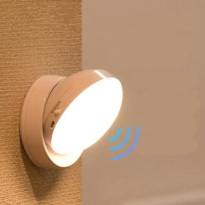 USB Rechargeable LED Motion Sensor Night Light – Magnetic 360° Rotating for Closet, Wardrobe, Cabinet, Bedside