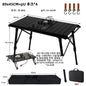 Folding IGT Camping Table – Portable Aluminum Frame with Wood-Grain Top, Adjustable Height 38–55 cm (15–22 in), 95×45 cm Surface (37×18 in) – Compact Foldable Picnic & BBQ Table