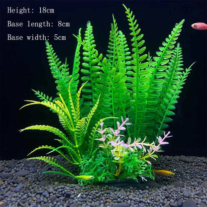 Artificial Aquarium Plants – Plastic Underwater Green Shrubs with Resin Base, Fish Tank Decoration