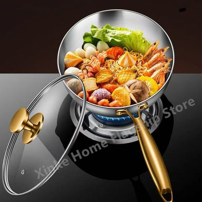 316 Stainless Steel Frying Pan Deepened Uncoated Wok NonStick Skillets Gas Stove Induction Cooker Universal Kitchen Cookware Pan