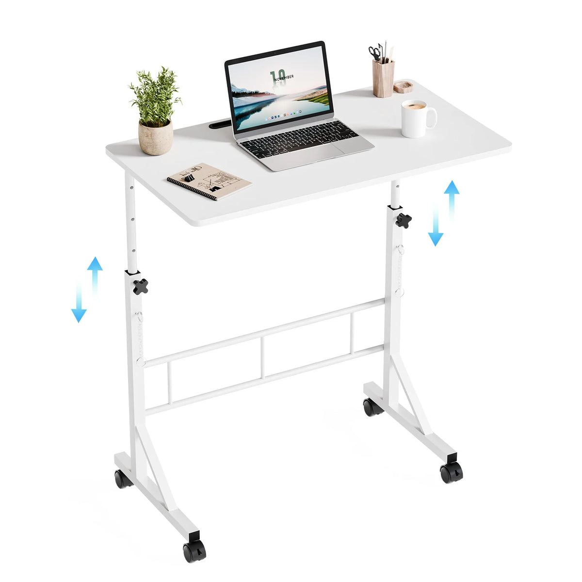 JHK 31.5" Mobile Standing Desk - Height Adjustable 27.95"-43.70", Pin-Lock, 4 Wheels, 88 lb, Walking Pad Treadmill Desk