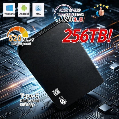 High-speed SSD 256TB USB 3.0 Enclosure Mobile Hard Drive Cases for SSD External Storage HDD Box With USB Cable ABS Tools