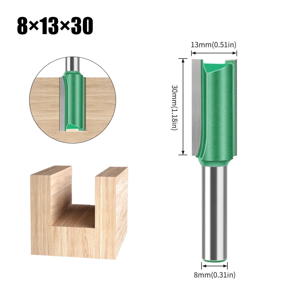 Tungsten Carbide Router Bit 3-20mm (0.12-0.79 in) Diameter, 8mm (0.315 in) Shank, Single/Double Flute Straight Bit for Woodworking