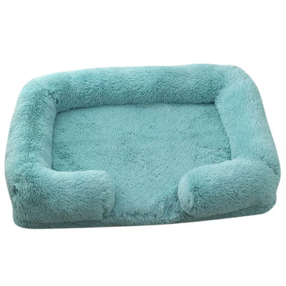Plush Dog Bed with Removable Cover – Thickened Winter Pet Sofa Pad, Square, Small & Large