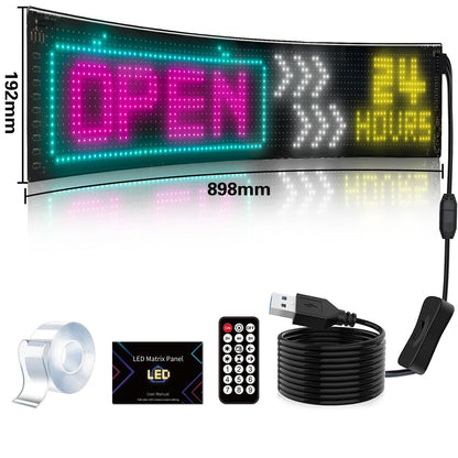 RGB LED Matrix Panel for Car & Truck — Programmable Bluetooth App-Controlled Scrolling Display (16x32, 16x64, 20x64, 16x96)