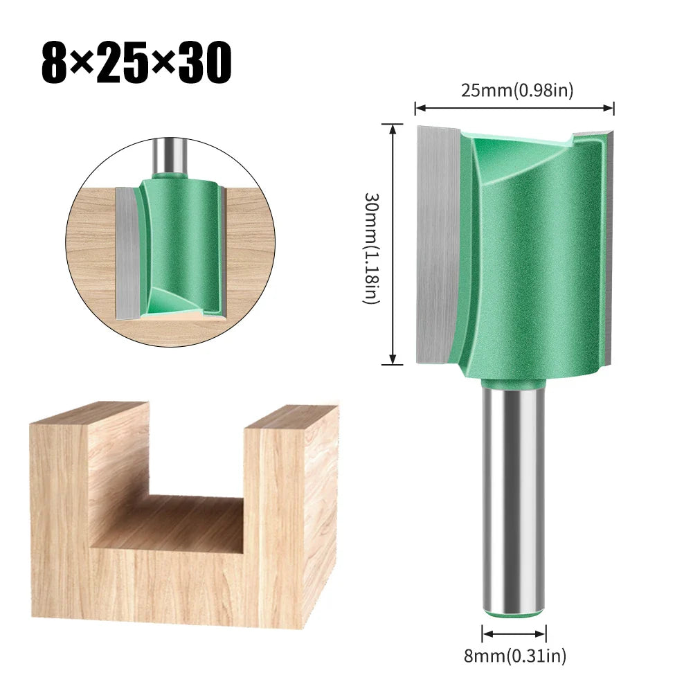 Tungsten Carbide Router Bit 3-20mm (0.12-0.79 in) Diameter, 8mm (0.315 in) Shank, Single/Double Flute Straight Bit for Woodworking