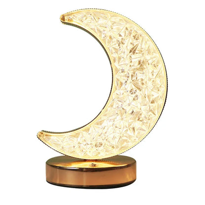 Touch Dimmable LED Moon & Star Night Light – Rechargeable USB Bedside Ambient Lamp, 3-Color Stepless Dimmer