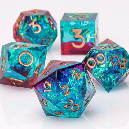 Handmade Resin 7-Piece D20 Polyhedral Dice Set for Dungeons & Dragons & Tabletop RPGs