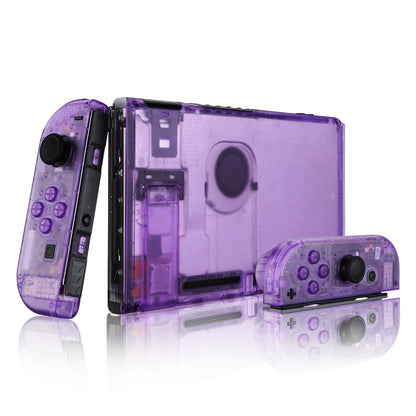 eXtremeRate Nintendo Switch Full Housing Shell Kit - Transparent Joy-Con & Console Back Plate with Buttons, 11 Colors