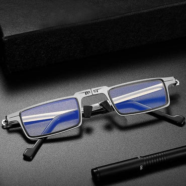 Foldable Stainless Steel Reading Glasses HD Anti-Blue Light Portable Unisex Clear Lenses