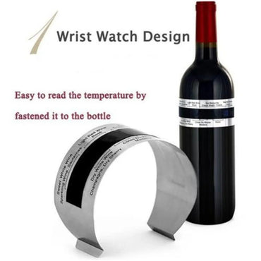 Stainless Steel Snap-On Wine Thermometer Collar – LCD Bottle Temperature Clip for Wine, Champagne & Beer