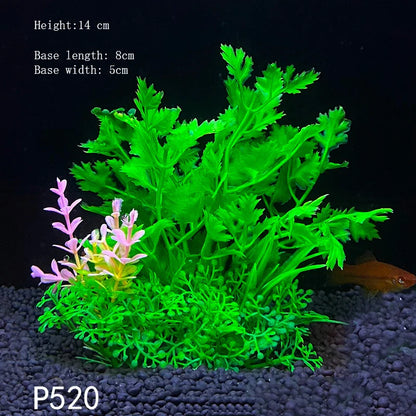 Artificial Aquarium Plants – Plastic Underwater Green Shrubs with Resin Base, Fish Tank Decoration