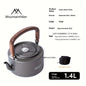 Portable Aluminum Camping Kettle with Wooden Handle, Outdoor Tea Kettle for Hiking & Backpacking
