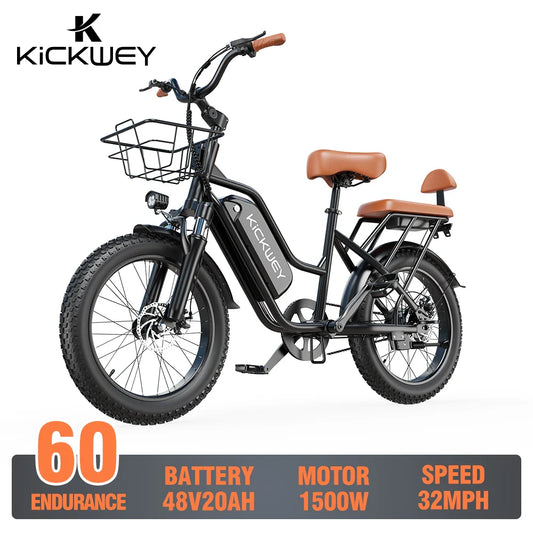1500W Peak 20-Inch Electric Mountain Bike for Adults - 48V 20Ah Removable Battery, Up to 50 mi (80 km) Range, 32 MPH