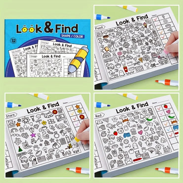 Children's Hidden Object Coloring Book, Contains 100+ Search and ColorinHidden Object Coloring Book for Kids — 100+ Interactive Search & Coloring Activities | Educational Puzzle & Coloring Workbook (Numbers, Alphabet, Pinyi