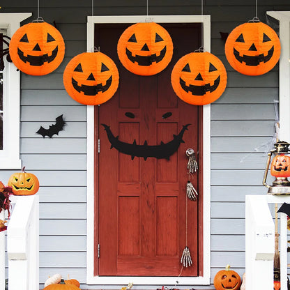 Halloween Pumpkin Paper Lanterns – Hanging Paperboard Lantern Ornaments for Home, Outdoor & Party Decor – 1, 3 or 5 Pack