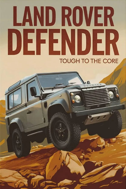 L-and-R-over Defender 90 Offroad Poster Classic Retro Automotive Poster Canvas Prints Classic Off-road Vehicle Aesthetic Print