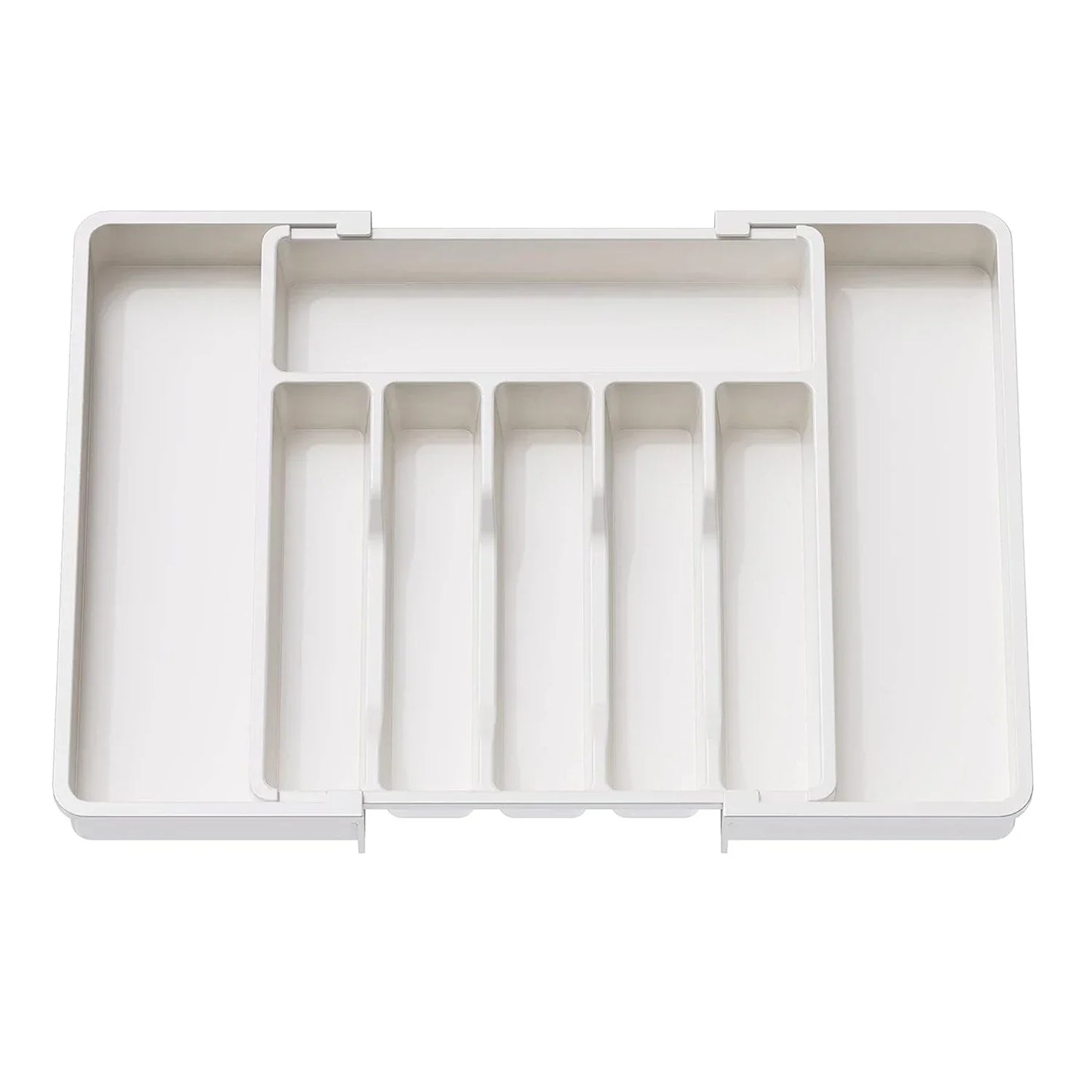 New Adjustable Cutlery Organizer - Upgraded Plastic Storage Tray with Dividers, Ideal for Organizing Spoons and Knife Drawers.