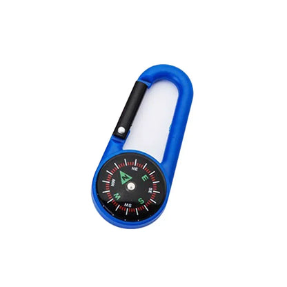Mini Compass Carabiner Keychain — Camping & Hiking Backpack Buckle Survival Tool