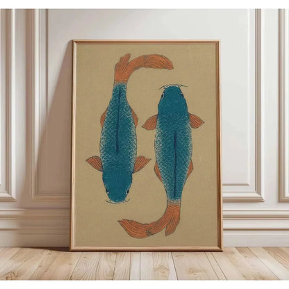 Japanese Red Koi Fish Canvas Wall Art Minimalist Poster