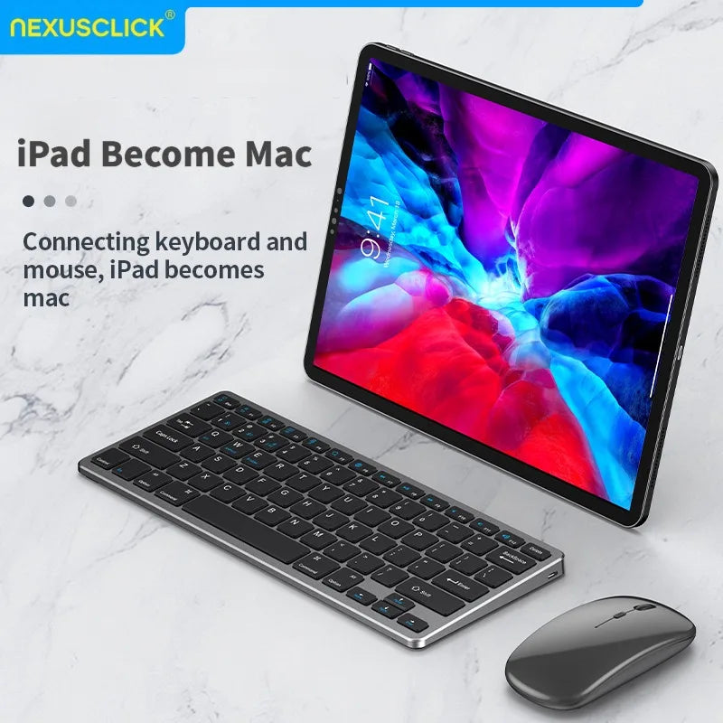 NexusClick Wireless Ergonomic Keyboard Mouse Combo - Rechargeable Mini Multimedia Set for PC, Laptop, MacBook